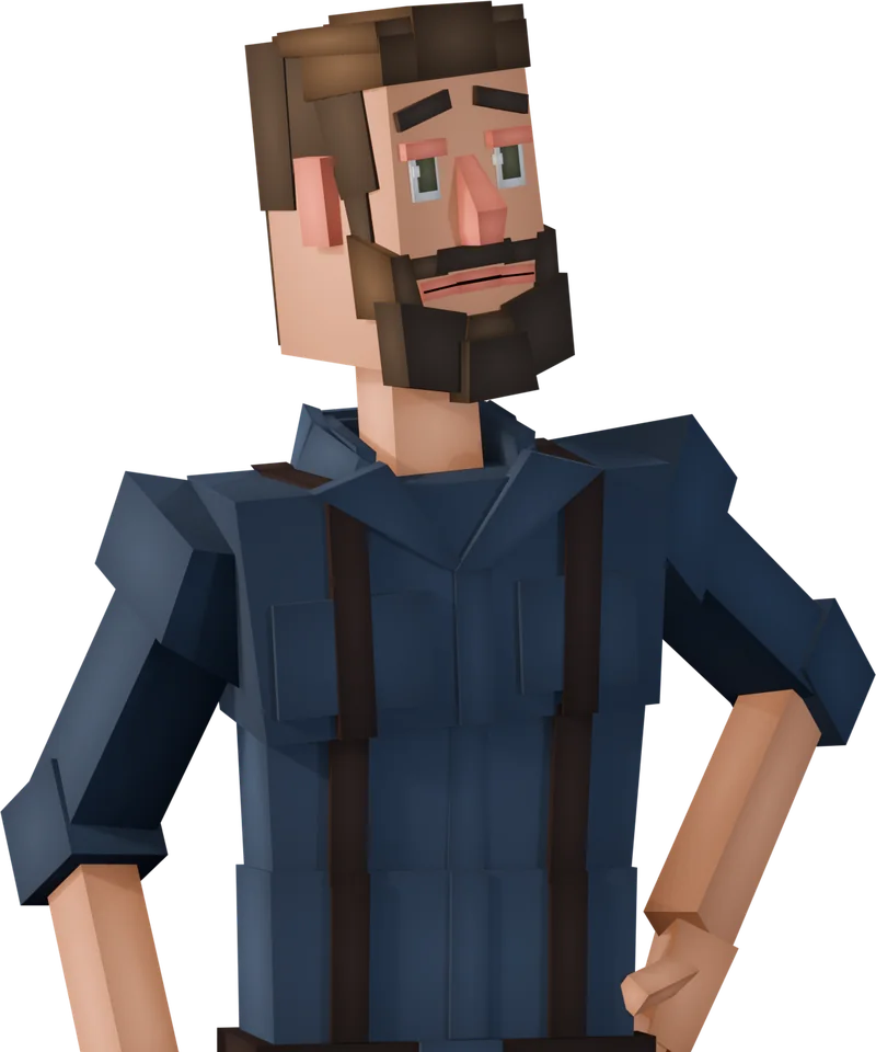 Henry Fleetfoot, bearded, glancing sideways with a worried look